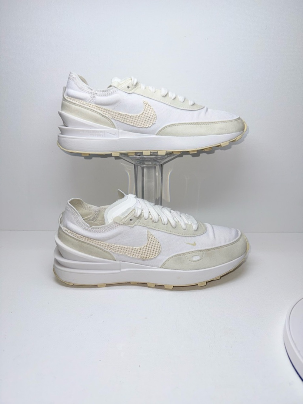 Nike White and Cream Retro Runner Size 7 Sneaker
